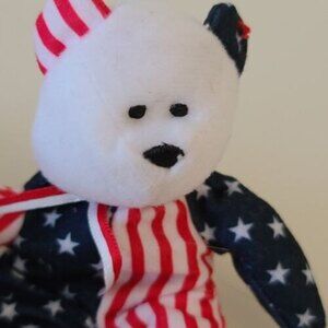Ty Beanie Babies Patriotic Bear Spangle 1999 Red White & Blue 6"